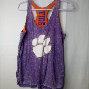 Colosseum Tank Top Women M Clemson Tigers Reversible Racer Back Orange Purple